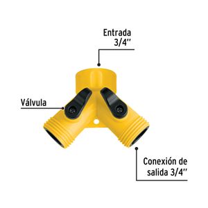 Conector plástico en "Y" de dos vías para uso en mangueras. - PRETUL