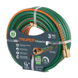 Manguera de 1/2" reforzada de 25 m de largo para riego de jardín. - TRUPER