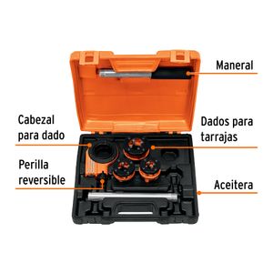 Juego de 4 tarrajas para tuberías de 1/2" a 1" . - TRUPER