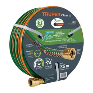 Manguera de 3/4" x 25 m reforzada con 3 capas para uso profesional. - TRUPER