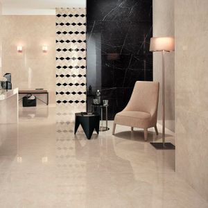 Porcelanato alta resistencia NERO MARQUINA pulido rectificado de 60 x 120 cm Caja 1,44 m2. - VIZANO