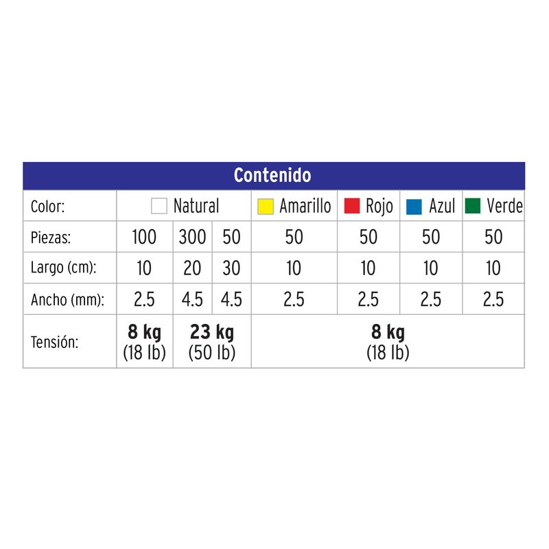 Bote-con-650-cinchos-plasticos-en-colores-surtidos