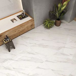 Porcelanato marmoleado STATUARIO V4 rectificado de 60 x 60 cm Caja 1.44 m2. - RIALTO