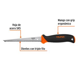 Serrucho de 6" para plafones y muros de yeso 8 DPP. - TRUPER