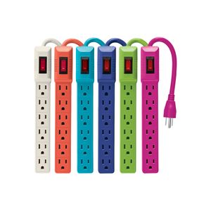 Regleta con 6 tomas de 1625W con cable 16 AWG Disponible en carios colores. - VOLTECK