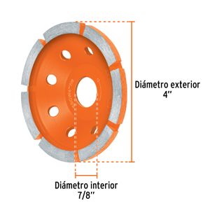 Corona Diamantada de acero con HILERA SENCILLA de 4" x 7/8". - TRUPER