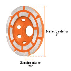 Corona Diamantada de acero con HILERA DOBLE de 4" x 7/8". - TRUPER