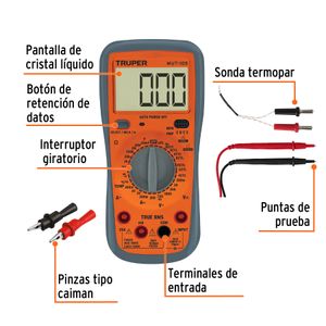 Multímetro digital para mantenimiento automotriz con RMS verdadero. - TRUPER