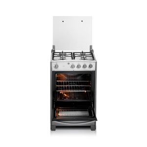Cocina a Gas de 24" CORUÑA QUARZO croma de 4 quemadores con horno. - INDURAMA