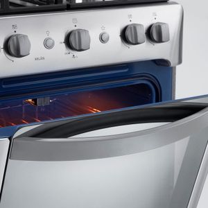 Cocina a Gas de 24" MILÁN ZAFIRO croma de 4 quemadores con horno y grill. - INDURAMA