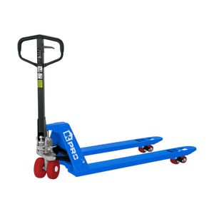 Carretilla hidráulica azul de 68,5 x 122 cm con ruedas de hule / poliuretano para cargas de 3 ton. - K PRO