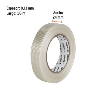 Cinta flejadora TRANSPARENTE de 24 mm x 50 m, resistente a tensión, desgaste, humedad y corte. - TRUPER
