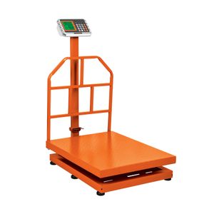 Báscula de plataforma con torre PLEGABLE de capacidad 500 kg y doble display LCD. - TRUPER