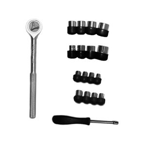 Juego de rachas 21 piezas ESTANDAR de 1/4" a 3/8". Incluye 4 organizadores para dados. - PRETUL