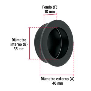 Tiradera de embutir redonda de 4 cm hecha a base de acero inoxidable de acabado negro mate. - HERMEX