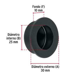 Tiradera de embutir redonda de 3 cm hecha a base de acero inoxidable de acabado negro mate. - HERMEX