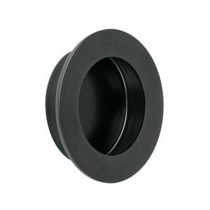 Tiradera de embutir redonda de 5 cm hecha a base de acero inoxidable de acabado negro mate. - HERMEX