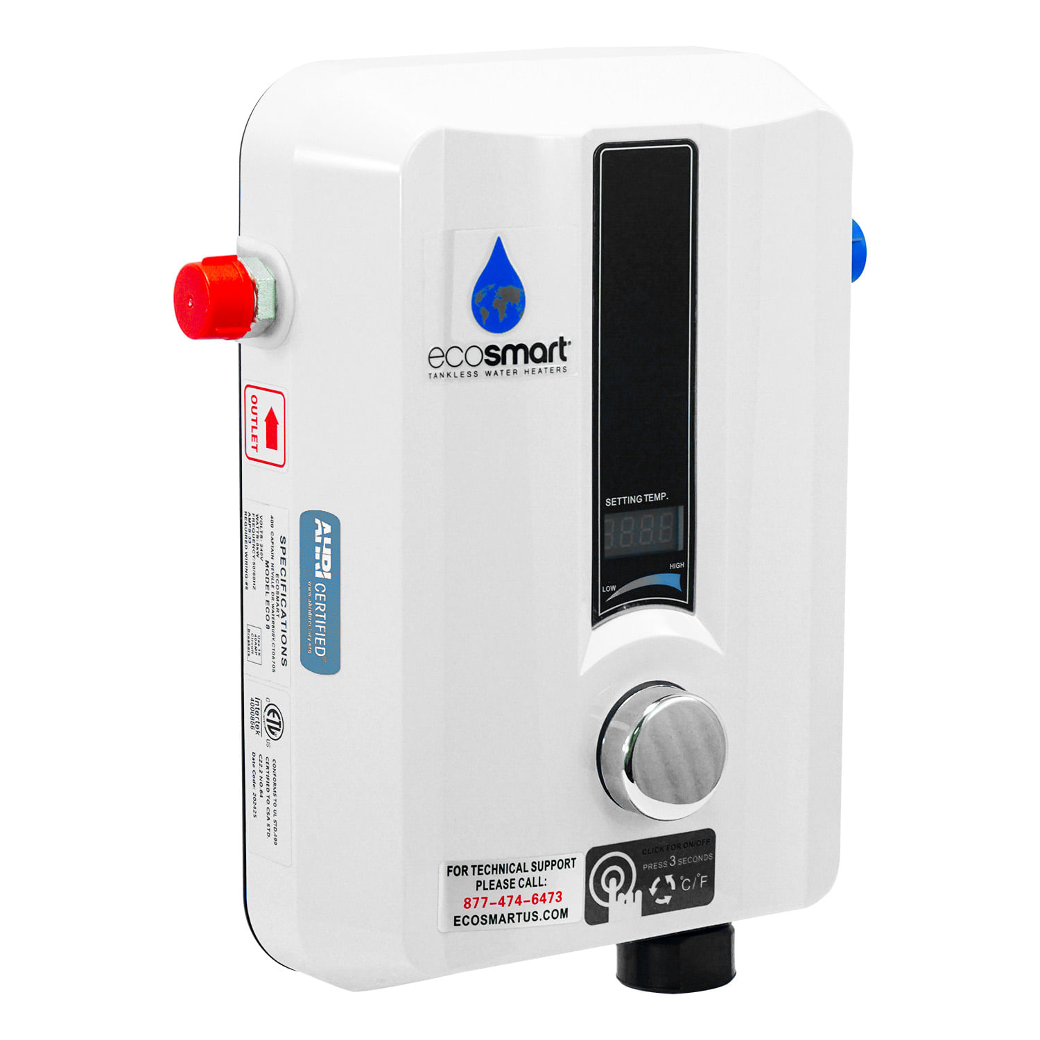 Calentador eléctrico de paso de agua ECO-8 de 220V ECO SMART