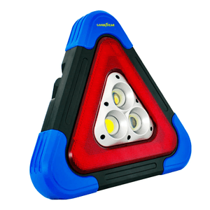 Triangulo de seguridad plástico de 27 x 5 x 24 cm con luces de emergencia y linterna. - GOOD YEAR
