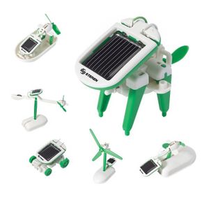 Robot Solar K-555 6 en 1 para armar: Avión, Cachorro, Auto, Bote, Avión giratorio y Molino. - STEREN
