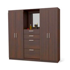 Armario 4P Wengue C/Espej 2 Cajas - MUEBLE FACIL