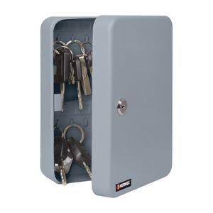 Caja metálica con 36 ganchos para llaves + cerradura de seguridad. - HERMEX