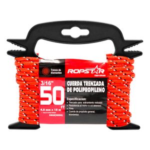 Cuerda trenzada 3/16" x 15 m de polipropileno con 25 kg de capacidad de carga; Uso general. - ROPSTAR