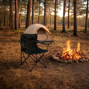 Silla plegable de un solo color con porta vasos en el apoya brazos. - K HOME