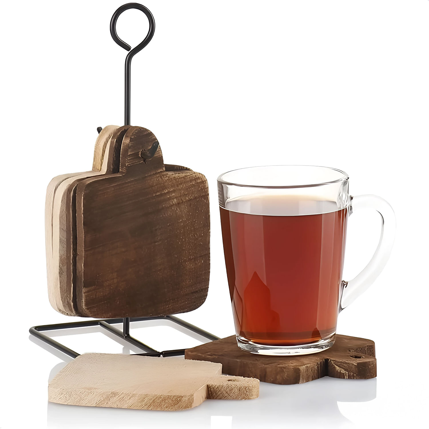 Teemando® 2 Posavasos De Haya Holu De 10 Cm Para Vasos Y Raclette
