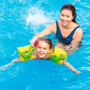Flotadores inflables de 9" x 8" con diseño de dinosaurio para brazo; Pack x 1 par. - INTEX
