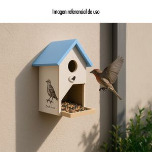 Comedero tipo casa con puerta lateral para pájaros. - KOLE IMPORTS