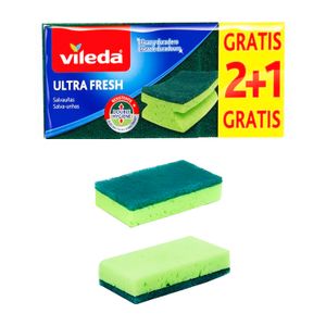 Esponja antibacterial ULTRA FRESH con doble zona de uso; Pack x 2 unidades. - VILEDA