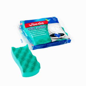 Esponja PUR ACTIVE para superficies delicadas de teflón; Pack x 2 unidades. - VILEDA
