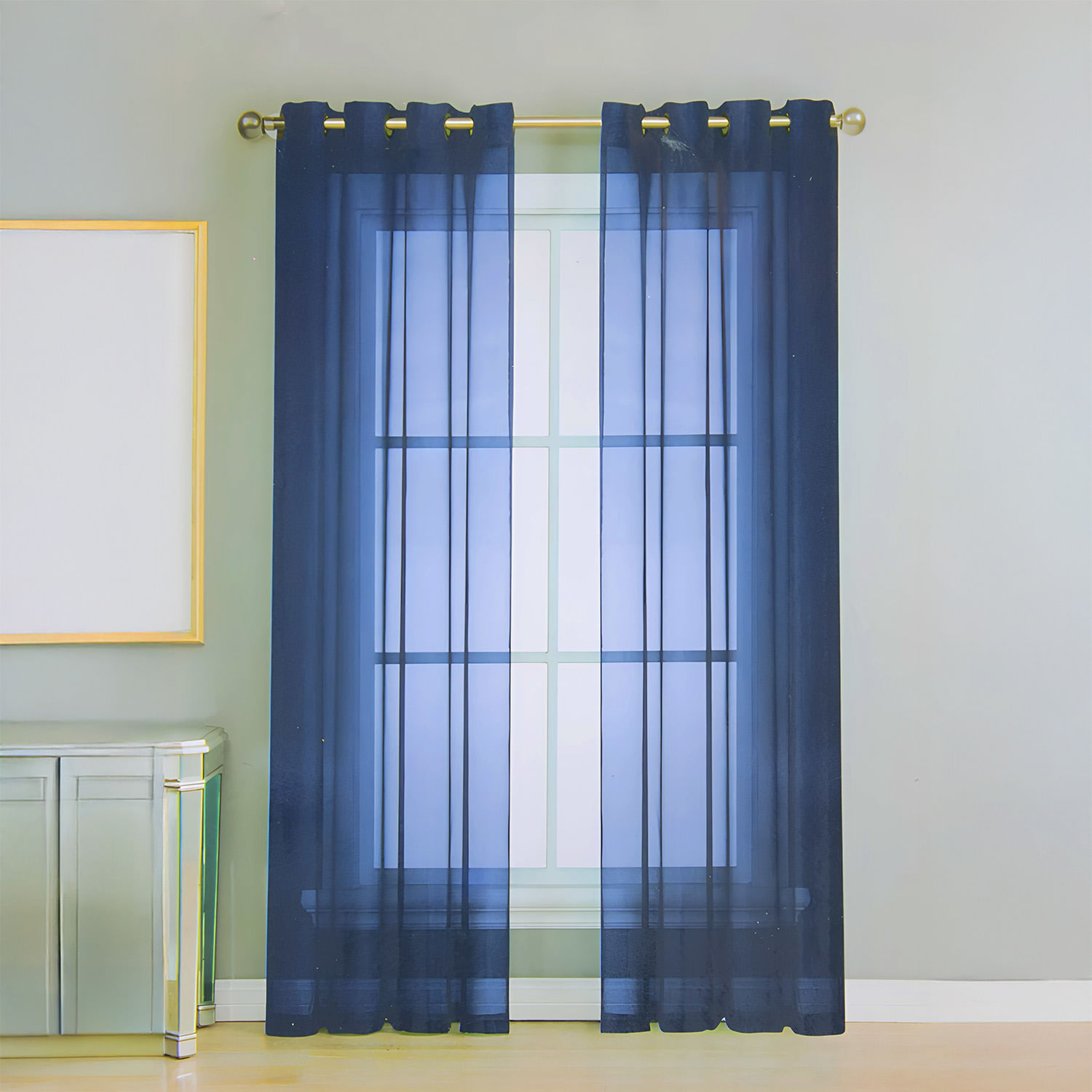 Cortina visillo color azul marino NAVY de 137 x 228 cm con ojales ...