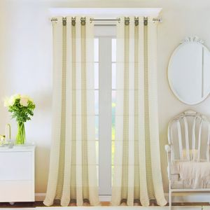 Cortina visillo semi transparente color TAUPE de 228 x 137 cm con ojales metálicos. - PALM SPRINGS HOMES