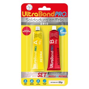 Pegamento Epóxico gris de RESINA + ACELERADOR para soldaduras en frío 100 gr. - ULTRABOND