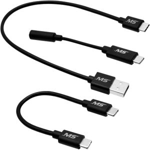 Kit cables de carga sincronizado USB C a USB C, USB A a USB C y adaptador USB C a audio hembra. - MOBILE SPEC