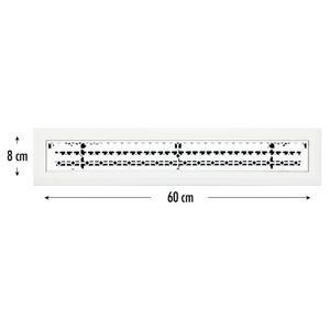 Rejilla de ventilación de 60 x 8 cm con cuerpo de aluminio y diseño de flor. - WRT