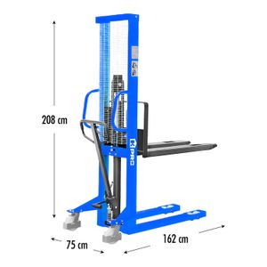 Apilador hidráulico de acero de 1,6 ton de capacidad de carga de 1,5 metros. - K PRO