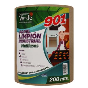 Limpión industrial de fibra natural de hoja simple de 20 cm x 200 m - 901