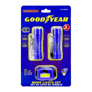 Kit de linternas y lámpara manos libres con cargador micro USB. - GOODYEAR