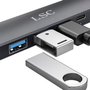 Multipuerto USB para laptop con 5 salidas USB (USB 3.0 x1 - USB 2.0 x3 y USB tipo C x1 ). - LSC