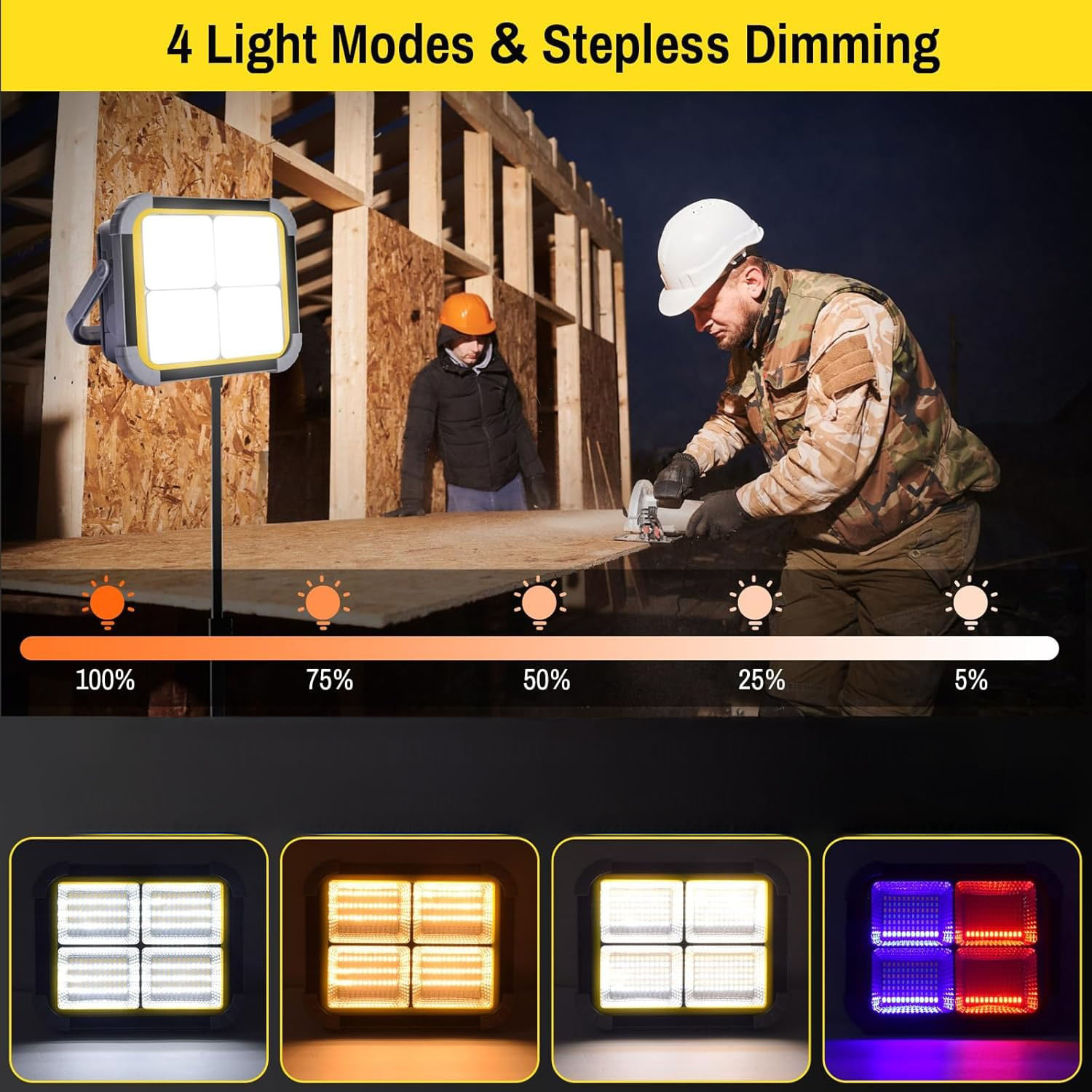 Reflector LED RECARGABLE de 300W con panel solar policristalino y ...