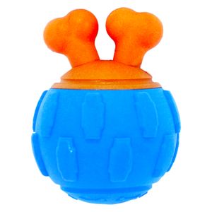 Juguete para perro con diseño de BOLA azul con huesos naranjas. - PUPPY & CO