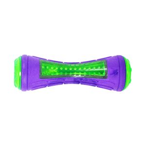 Juguete para perro en forma de HUESO de color verde y morado texturizado light up. - DUKES