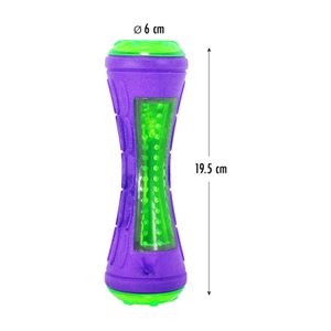 Juguete para perro en forma de HUESO de color verde y morado texturizado light up. - DUKES