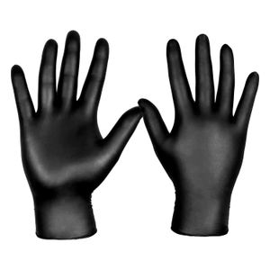 Guantes de nitrilo SIN POLVO negros talla M de 100 unidades, fuertes y flexibes. - DHISVE