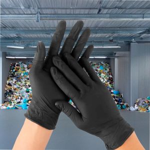 Guantes de nitrilo SIN POLVO negros talla M de 100 unidades, fuertes y flexibes. - DHISVE