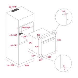 Horno eléctrico 220V empotrable multifunción HSB 615 de 595 x 595 mm. - TEKA