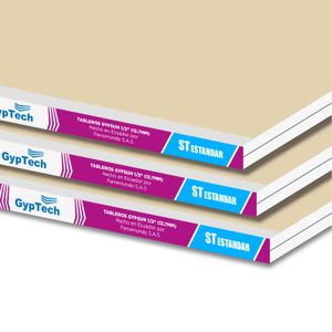 Placa de yeso (ST) STANDAR de 1.22 x 2.44 m x 12.7 mm para uso en interiores. - GYPTECH